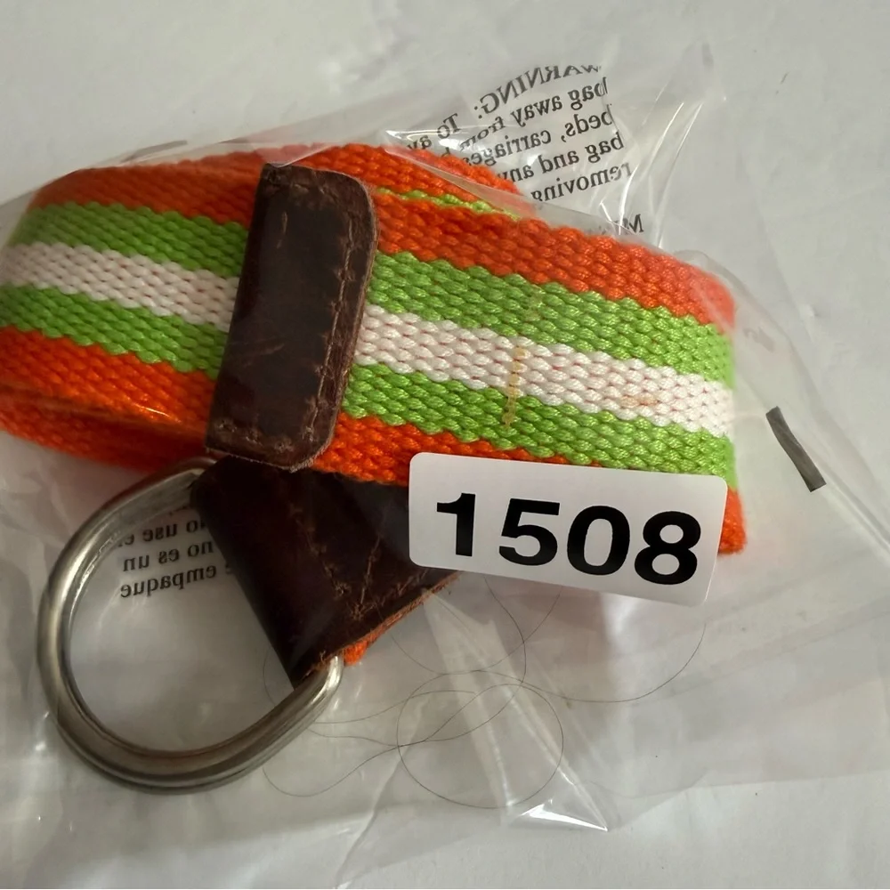 Vibrant Orange Green Striped Belt